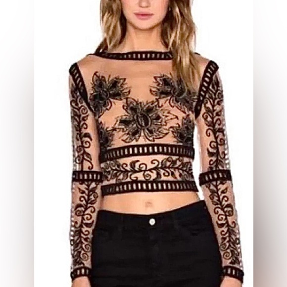 For Love And Lemons Mesh Crop Top - Picture 1 of 7